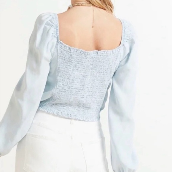 Anthropolgie Cloth And Stone Smocked Chambray Top - Picture 9 of 9